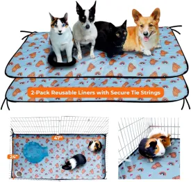 Odor Control Washable Pee Pads for Dogs 47x24, Guinea Pig & Hamster Bedding - No Curling with Tie Strings, Absorbent Waterproof Fabric Cage Liners for Pet Play Areas, Machine Washable & Sustainable