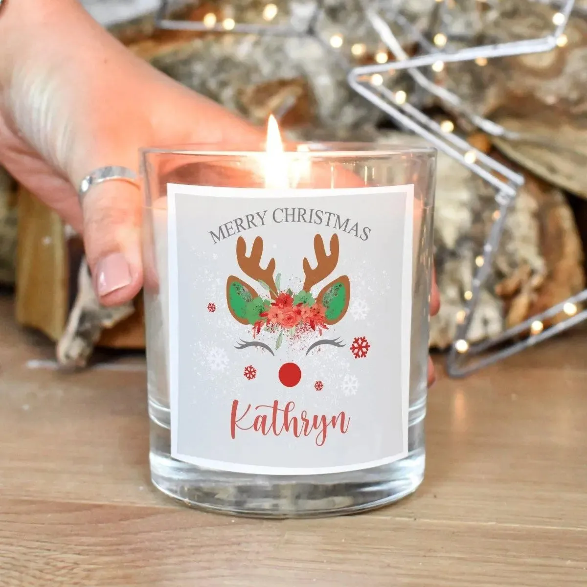 Personalised Christmas Reindeer Candle, Holiday Candle Gift, Christmas Reindeer Candle Gift, Scented Candles, Holiday Decor, Holiday Gift