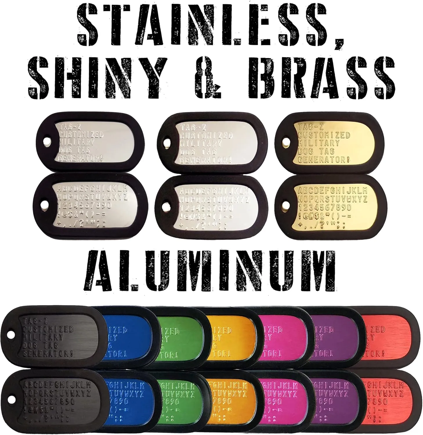 Personalized Military Dog Tags with Silencers and Stainless Steel Chains, Blue Aluminum