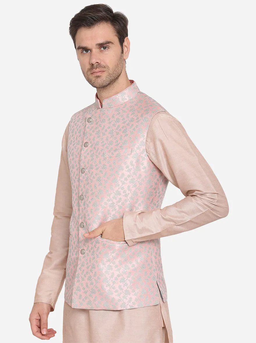 Pink & Grey Bandhgala Jacket | Azania