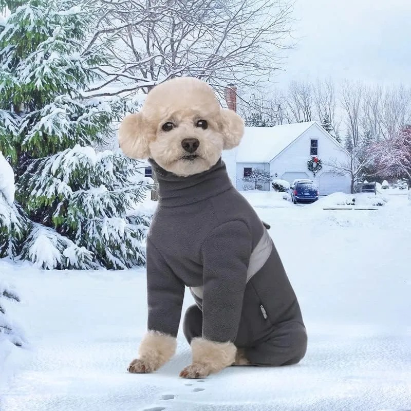 Polar Fleece Dog Coats for Small Medium Dogs, Winter Jacket Sweater Vest Bodysuit, Four-Legged Warm Clothes Pajamas