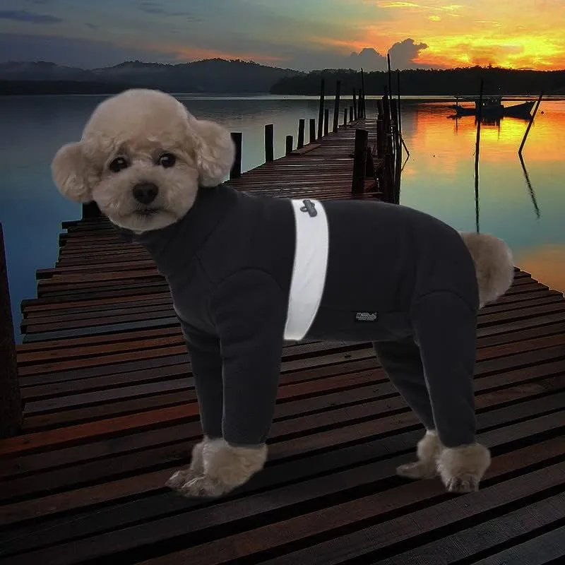 Polar Fleece Dog Coats for Small Medium Dogs, Winter Jacket Sweater Vest Bodysuit, Four-Legged Warm Clothes Pajamas