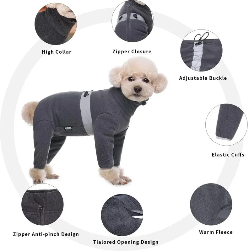 Polar Fleece Dog Coats for Small Medium Dogs, Winter Jacket Sweater Vest Bodysuit, Four-Legged Warm Clothes Pajamas