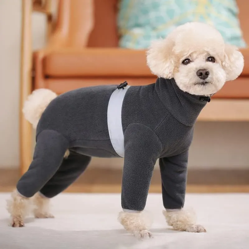 Polar Fleece Dog Coats for Small Medium Dogs, Winter Jacket Sweater Vest Bodysuit, Four-Legged Warm Clothes Pajamas