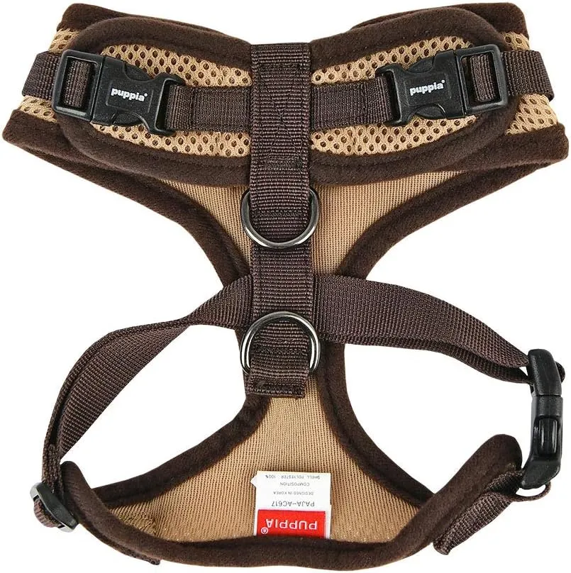 Puppia Authentic RiteFit Harness with Adjustable Neck, Small, Beige