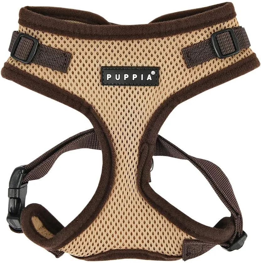 Puppia Authentic RiteFit Harness with Adjustable Neck, Small, Beige