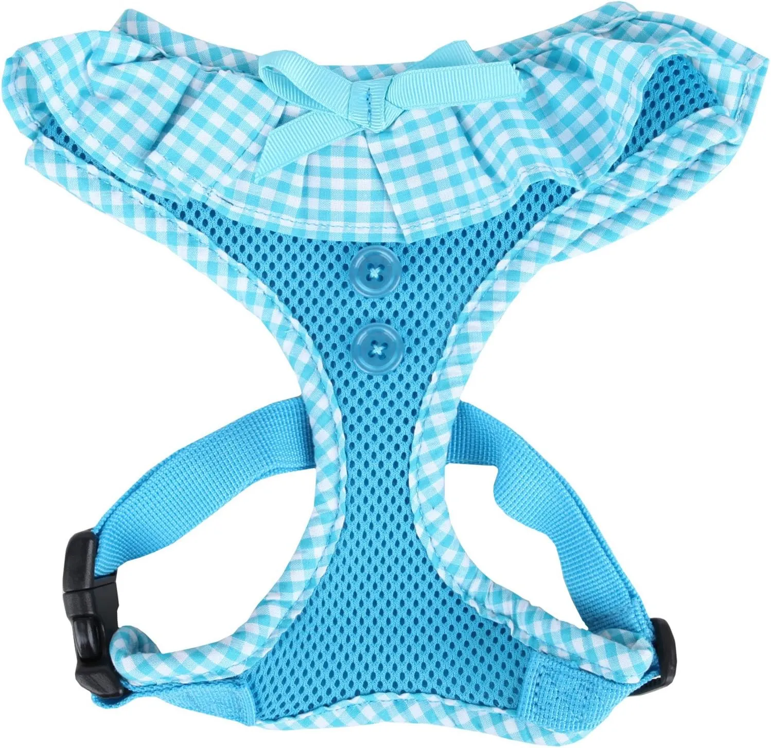 Puppia Vivien Dog Harness Over-The-Head All Season Cute No Pull No Choke Walking Training Adjustable for Small Dog, Sky Blue, Medium
