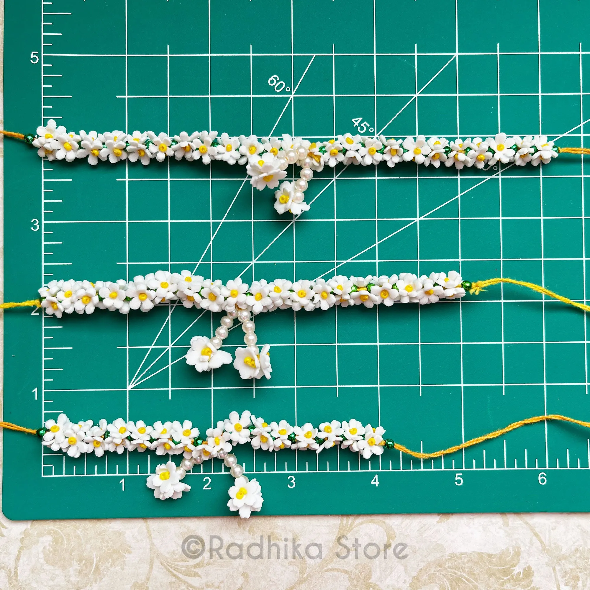 Pure White With Yellow Center - Vrindavan Flowers - Deity Garland -Flower Jewelry - Choose Size -