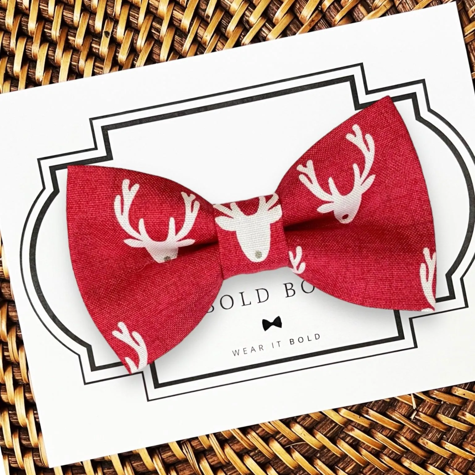 Red Reindeer Bow Tie for Dog and Cat Collar