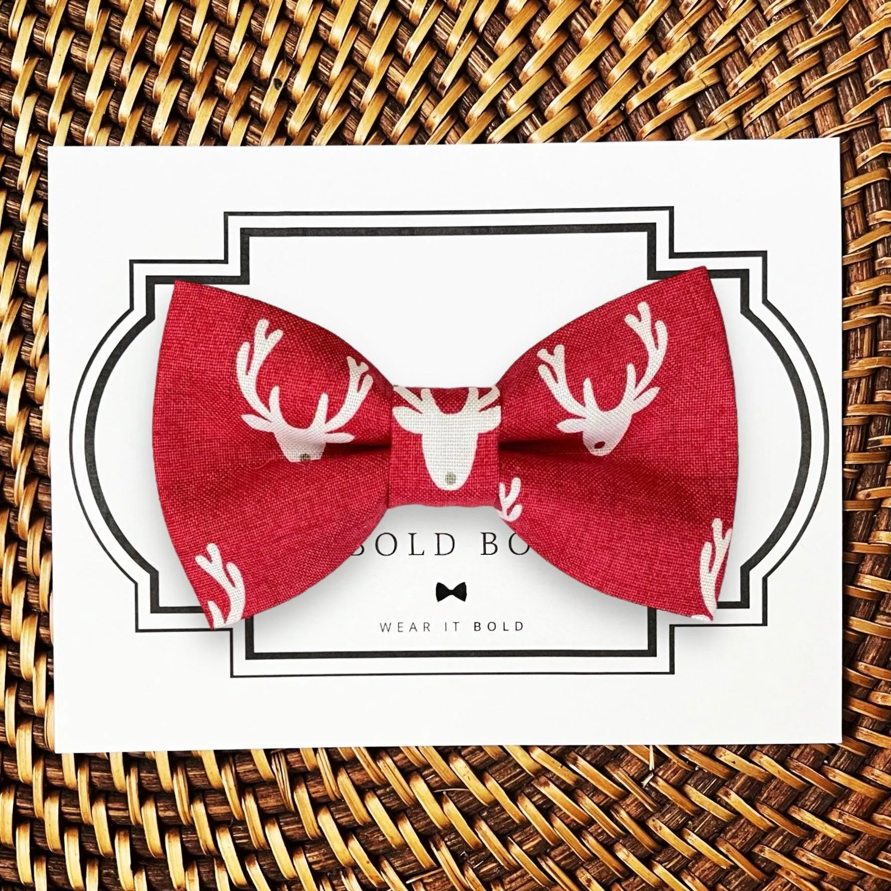 Red Reindeer Bow Tie for Dog and Cat Collar