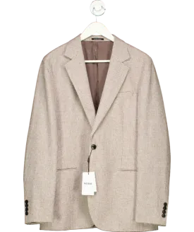 REISS Beige Single-breasted Blazer With Wool In Puppytooth Check In Taupe/off White UK 40" CHEST