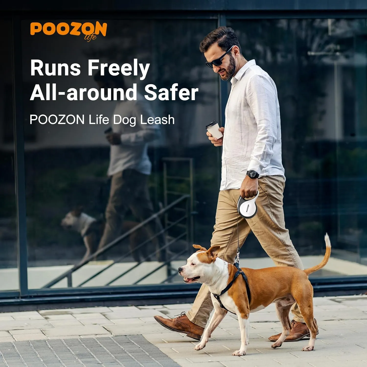 Retractable Dog Leash, 360 Tangle Free, 10 ft Strong Nylon Tap for Pets, Walking Leash for Small and Medium Dogs, Heavy Duty, One Button Break and Lock, Up to 33 lbs
