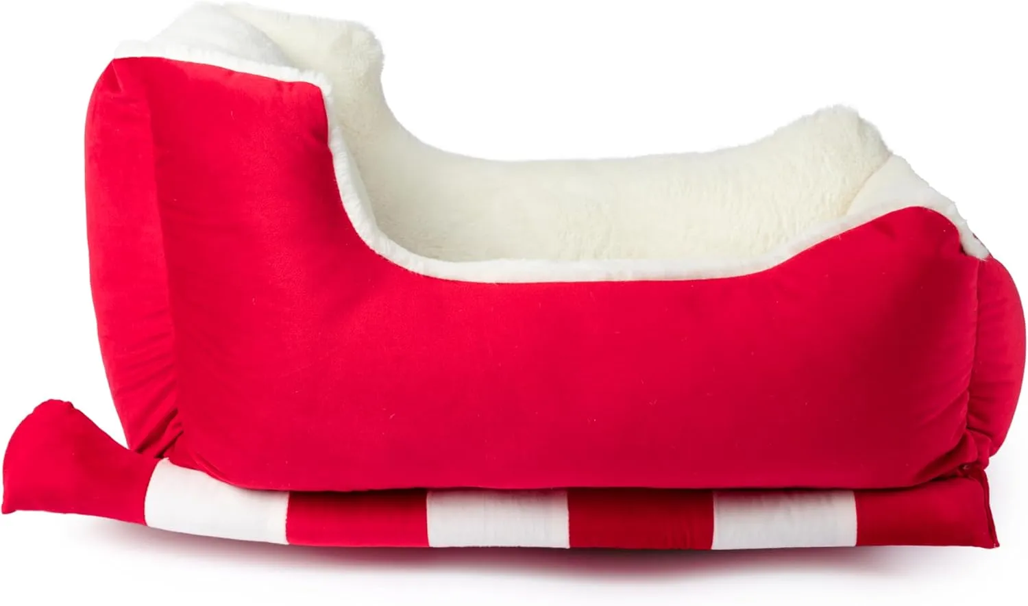 Sherry Kline Holiday Sleigh Dog Bed, Red Velvet with Natural Color Faux Fur, Indoor and Outdoor Dog Bed, Holiday Themed Pet Beds, Waterproof and Washable Dog Bed, Highly Durable (Medium Dog Bed)
