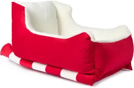 Sherry Kline Holiday Sleigh Dog Bed, Red Velvet with Natural Color Faux Fur, Indoor and Outdoor Dog Bed, Holiday Themed Pet Beds, Waterproof and Washable Dog Bed, Highly Durable (Medium Dog Bed)