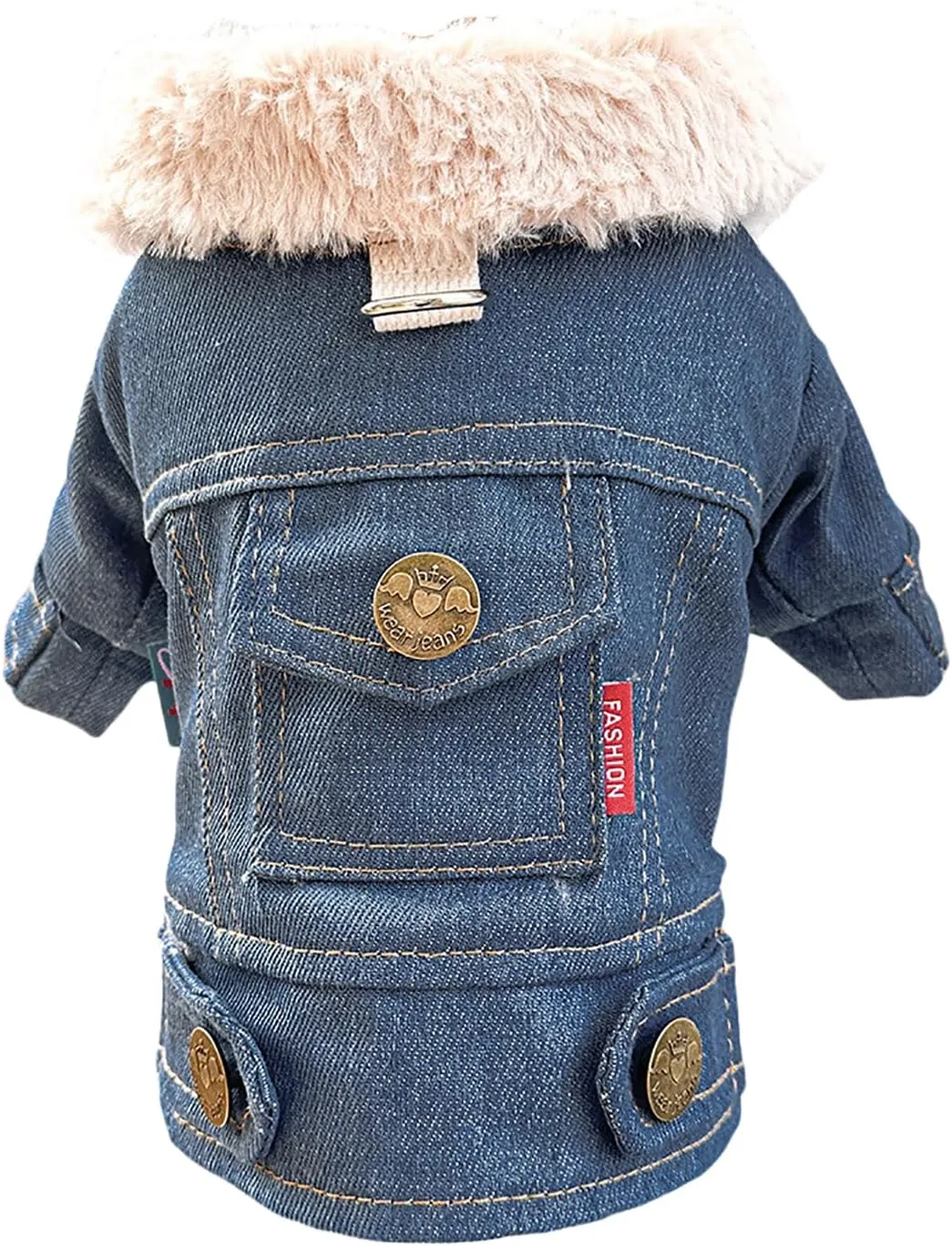 Small Dog Winter Denim Jacket Fleece Lined Puppy Cute Jean Clothes Cold Weather Dog Cozy Warm Coats Chihuahua Yorkie Stylish Clothes Christmas Holiday Birthday Dog Outfits