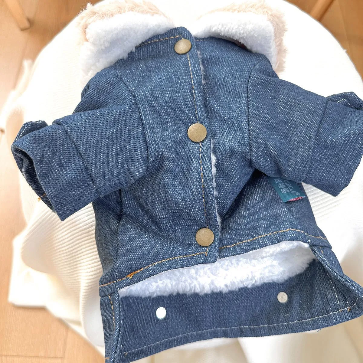 Small Dog Winter Denim Jacket Fleece Lined Puppy Cute Jean Clothes Cold Weather Dog Cozy Warm Coats Chihuahua Yorkie Stylish Clothes Christmas Holiday Birthday Dog Outfits