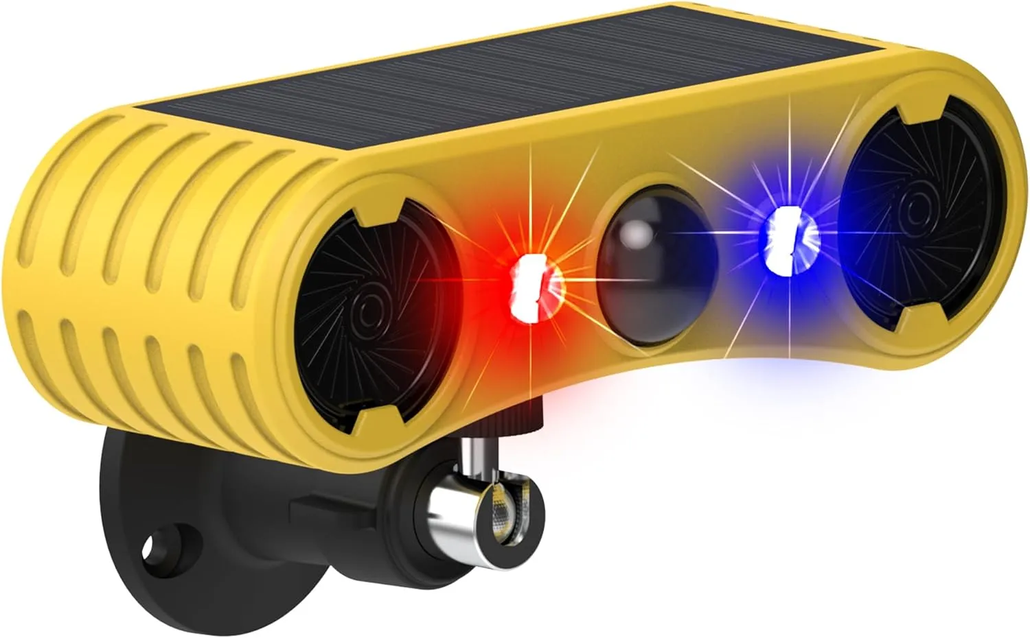 Solar Outdoor Motion Sensor Alarm - Motion Sensor Dog Barking with 130dB Noise Maker Strobe Light Dog Barking Alarm for Homes - Holiday Homes - Farms (Yellow)