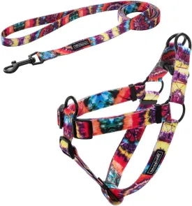Tie Dye No Pull Dog Harness and Leash Set for Small Medium Large Dogs, Rainbow Dog Harness (Large (20''-27''), Rainbow)