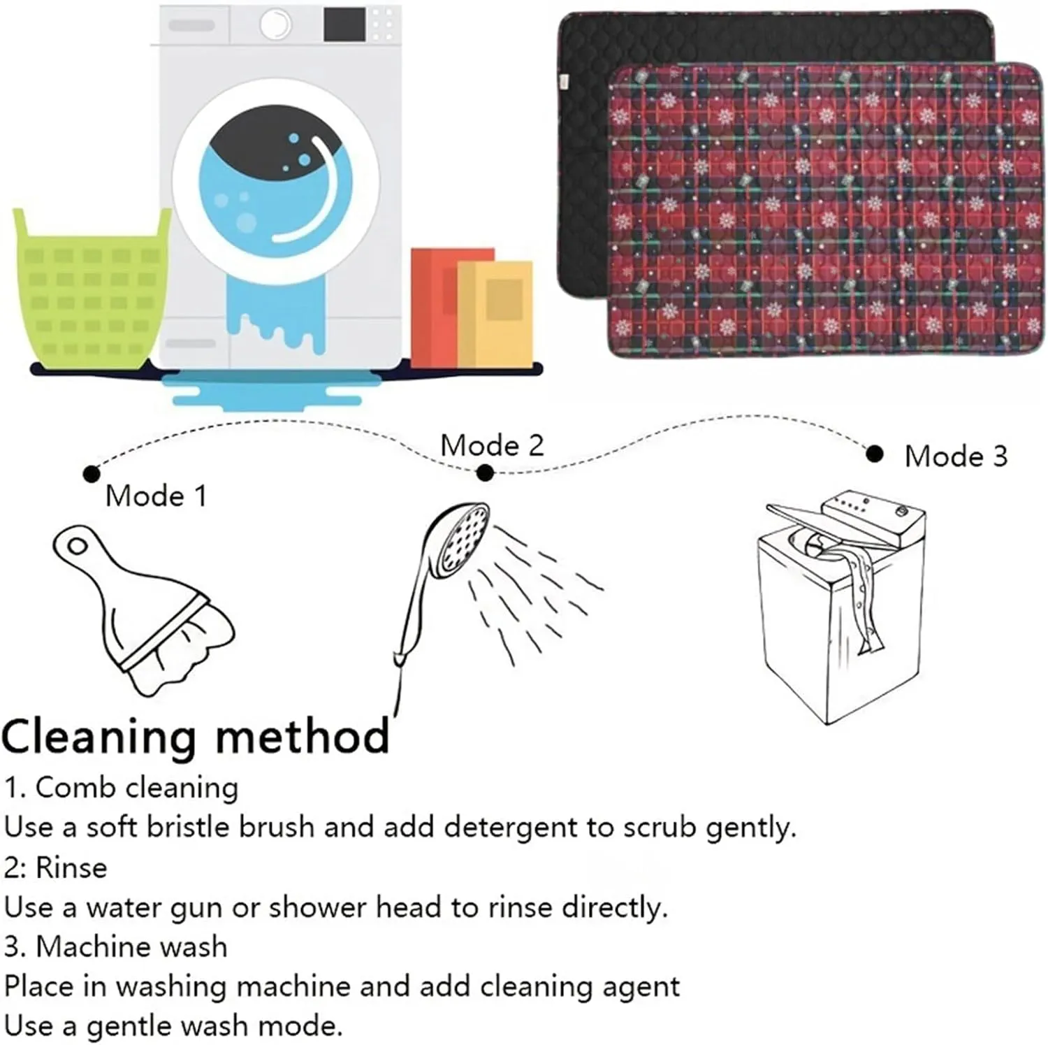 Washable Pee Pads for Dog - 2 Pcs 24"x35" Christmas Style Superior Reusable Pet Training Pads - Waterproof Pads Protects Against Urine Leakage Non-Slip Grip Prevents Slipping & Bunching - Red