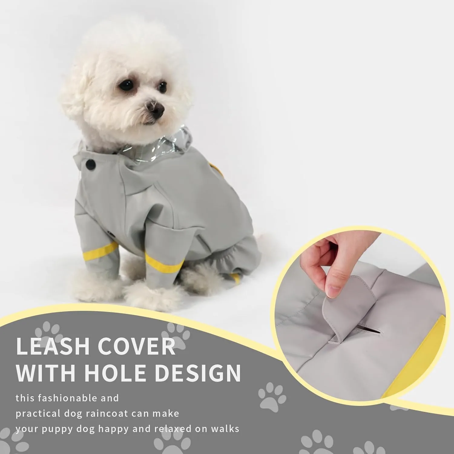 Waterproof Dog Raincoat, Adjustable Dog Rain Jacket,Reflective Lightweight Raincoat Clothes with Poncho Hood