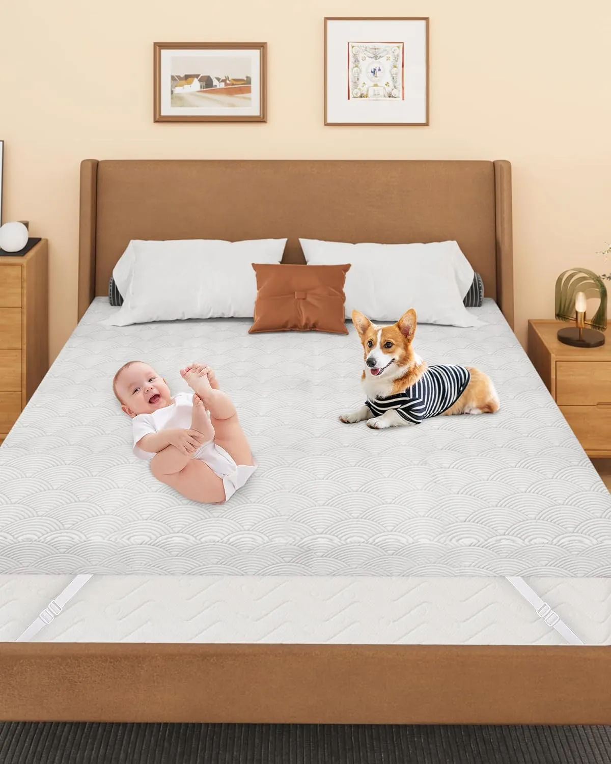 Zenzy 2" Twin Waterproof Mattress Topper Cover, 100% Waterproof, Oeko-TEX Certified, Zippered Topper Protector with Adjustable Straps, Ultra-Soft and Washable (Cover Only)